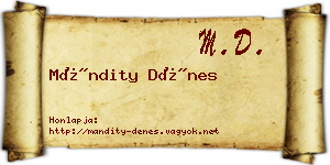 Mándity Dénes névjegykártya